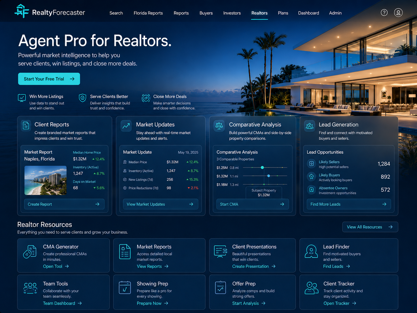 Realtor / Agent Pro Page mockup